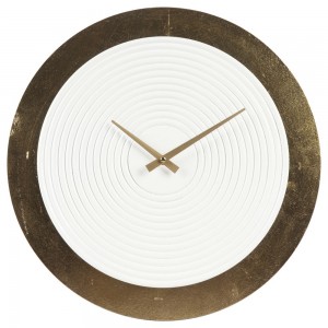 Ξύλινο ρολόι τοίχου λευκό με χρυσό πλαίσιο 45 εκ