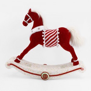 Διακοσμητικό κόκκινο Χριστουγεννιάτικο άλογο κουνιστό 68x28x58 εκ