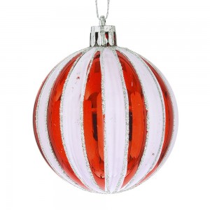 Χριστουγεννιάτικη μπάλα pp Candy σε λευκό και κόκκινο χρώμα σετ των δώδεκα τεμαχίων 6 εκ