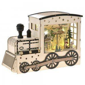 Χριστουγεννιάτικο ξύλινο τρένο με Led φωτισμό και μουσική 30x10x21 εκ