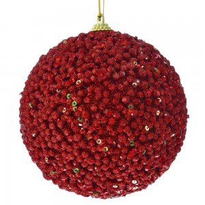 Χριστουγεννιάτικη μπάλα σε κόκκινη απόχρωση με λάμψη σετ των δώδεκα 10 εκ