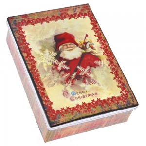 Χριστουγεννιάτικο μεταλλικό κουτί Άγιος Βασίλης σετ των τεσσάρων 12x17 εκ