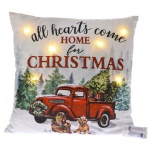 Φωτιζόμενο χριστουγεννιάτικο μαξιλάρι Christmas και αυτοκίνητο 40x40 εκ