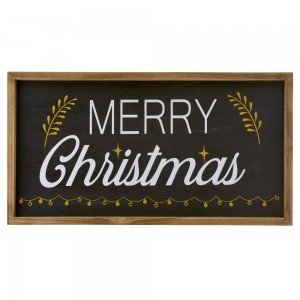 Ξύλινη διακοσμητική πινακίδα merry Christmas 45x24 εκ
