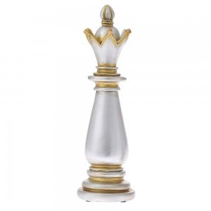 Διακοσμητικό πιόνι σκακιού βασιλιάς σε ασημί χρώμα 13x13x40 εκ