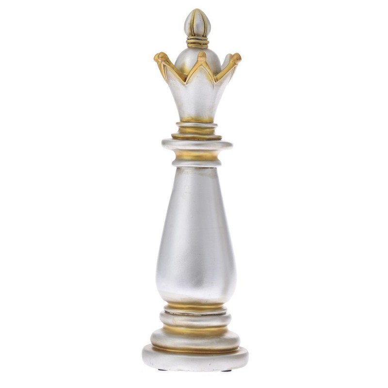 Διακοσμητικό πιόνι σκακιού βασιλιάς σε ασημί χρώμα 13x13x40 εκ