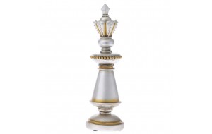 Διακοσμητικό πιόνι σκακιού βασίλισσα σε ασημί χρώμα 11x11x35 εκ