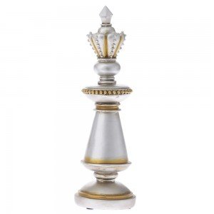Διακοσμητικό πιόνι σκακιού βασίλισσα σε ασημί χρώμα 11x11x35 εκ