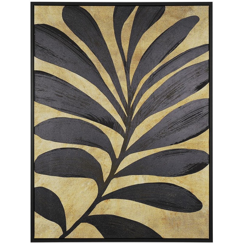 Πίνακας με τύπωμα σε καμβά με φύλλα σε χρυσό φόντο 60x80 εκ