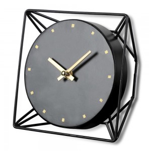 Μεταλλικό επιτραπέζιο ρολόι σε μαύρο χρώμα 16x16x8 εκ