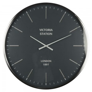 Μεταλλικό ρολόι σε ασημί απόχρωση με γυαλί 75 εκ