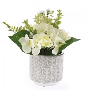 Σύνθεση με λευκά άνθη σε κεραμική γλάστρα 25 εκ