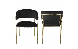 Πολυθρόνα με χρυσό χρωμιωμένο μεταλλικό σκελετό και μαύρο βελούδινο κάθισμα 50x47x76 εκ