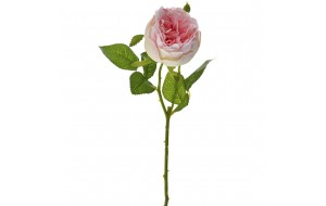 Ροζ κλαδί τεχνητό τριαντάφυλλο με μικρό μπουμπούκι 45 εκ
