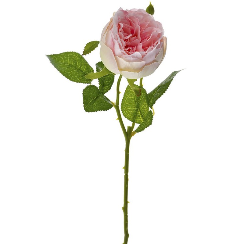 Ροζ κλαδί τεχνητό τριαντάφυλλο με μικρό μπουμπούκι 45 εκ