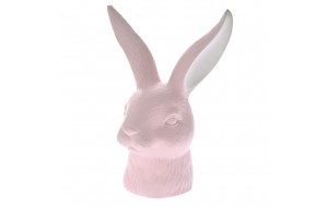 Κεραμικό διακοσμητικό κεφάλι λαγού σε ροζ χρώμα 15x15x20 εκ