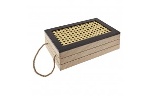 Ξύλινο διακοσμητικό κουτί με Βιεννέζικη ψάθα 24x15x9 εκ