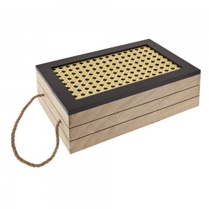 Ξύλινο διακοσμητικό κουτί με Βιεννέζικη ψάθα 24x15x9 εκ