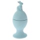 Κεραμικό διακοσμητικό αυγό με λαγό σε μπλε απόχρωση από πολυρέζιν 6x14 εκ