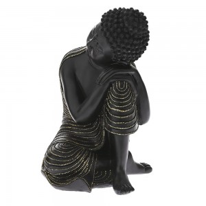 Διακοσμητικός Βούδας σε μαύρη απόχρωση από πολυρέζιν 23x22x33 εκ