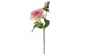 Διακοσμητικό κλαδί ροζ τριαντάφυλλο με μπουμπούκι 67 εκ