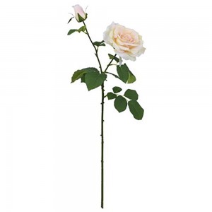 Κλαδί διακοσμητικό κρεμ τριαντάφυλλο με μπουμπούκι 67 εκ
