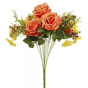 Διακοσμητικό μπουκέτο με μιξ πορτοκαλί τριαντάφυλλα 49 εκ