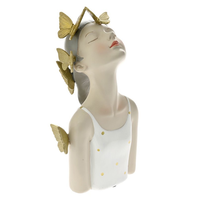 Διακοσμητική φιγούρα κοπέλα με πεταλούδες στα μαλλιά σε χρυσή απόχρωση 15x10x26 εκ
