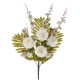 Μπουκέτο διακοσμητικό με λευκά τριαντάφυλλα με πράσινα φύλλα 66 εκ