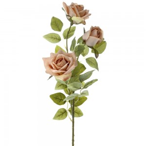 Κλαδί διακοσμητικό με τρία ροζ τριαντάφυλλα 86 εκ