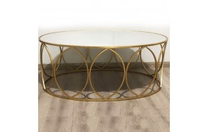 Μεταλλικό οβάλ τραπέζι με καθρέφτη 110x57x45 εκ