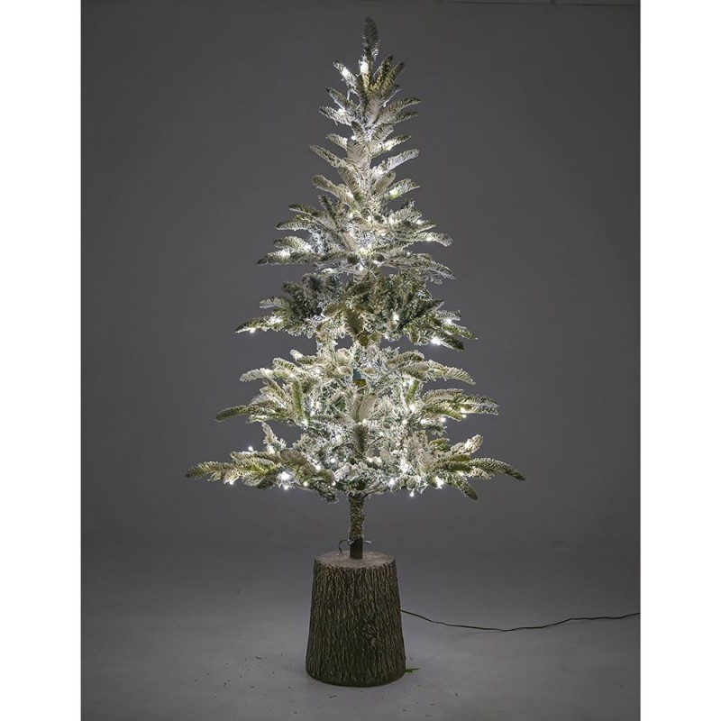 Princess Pine χριστουγεννιάτικο slim χιονισμένο δέντρο με 200 ενσωματωμένα led λευκά λαμπάκια σε βάση 210 εκ