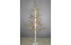 Χριστουγεννιάτικο πράσινο δέντρο με λευκό κορμό και 300 led ενσωματωμένα λευκά λαμπάκια 160 εκ