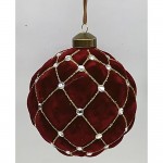 Χριστουγεννιάτικη μπορντό βελούδο γυάλινη μπάλα σετ τέσσερα τεμάχια 10 εκ