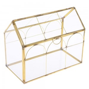 Κουτί γυάλινο σπίτι με χρυσού χρώματος ακμές 20x11x16 εκ