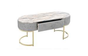 Τραπέζι μεταλλικό με συρτάρι με μεταλλικά πόδια σε χρυσή απόχρωση 100x40x47 εκ 