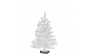 Δεντράκι χριστουγεννιάτικο λευκό σε ξύλινη βάση 75 εκ