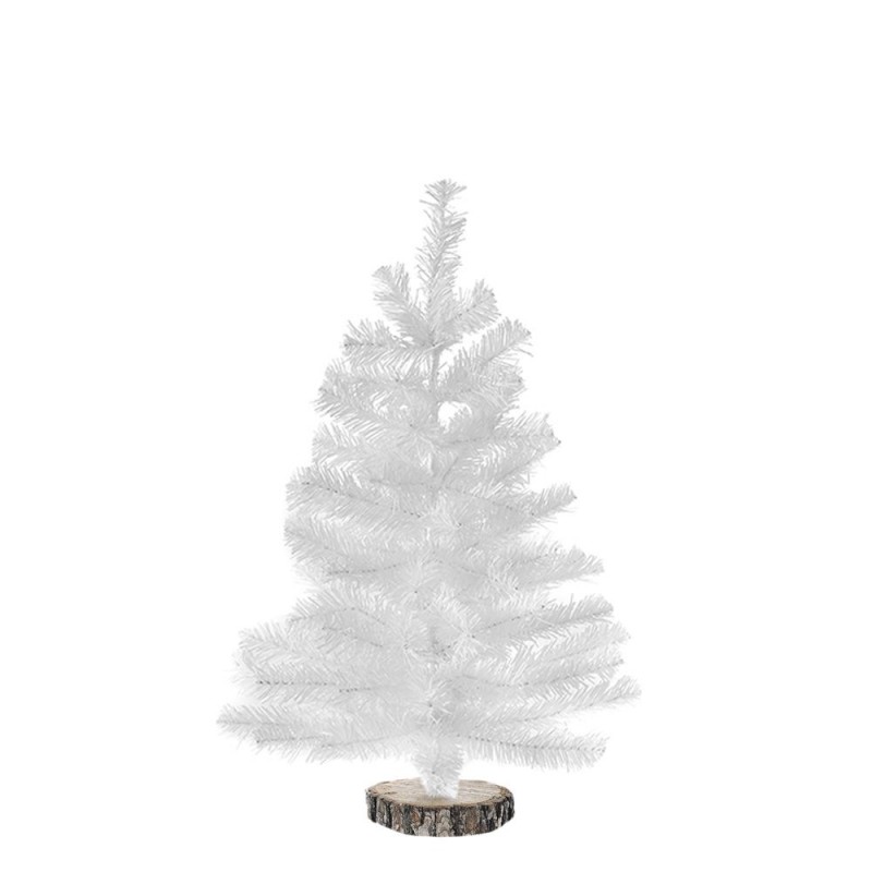 Δεντράκι χριστουγεννιάτικο λευκό σε ξύλινη βάση 75 εκ