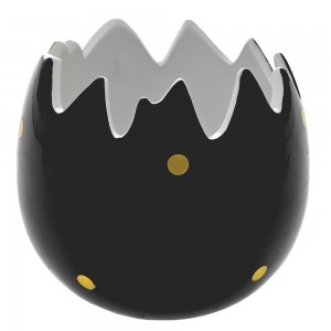 Μαύρο κεραμικό μπωλ αβγό  13x11 εκ