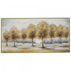 Πίνακας ελαιογραφίας με δέντρα και πλαίσιο σε χρυσή απόχρωση 142x72 εκ 