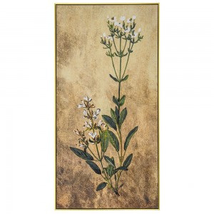 Πίνακας ελαιογραφίας πάνω σε τυπωμένο καμβά με φυτό και πλαίσιο σε χρυσή απόχρωση 72x142 εκ 