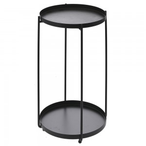 Μεταλλικο βοηθητικό τραπέζι με δύο επίπεδα σε μαύρο χρώμα 27x46 εκ