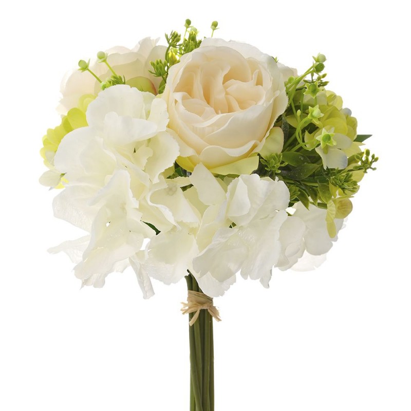 Μπουκέτο με λευκά τριαντάφυλλα και ορτανσίες 28 εκ