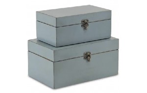 Γαλάζιο κουτί αποθήκευσης σετ δύο τεμαχίων 26x16x12.5 εκ