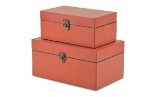 Πορτοκαλί κουτί αποθήκευσης σετ δύο τεμαχίων 26x16x12.5 εκ