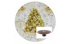 Χριστουγεννιάτικη βάση παρουσίασης Merry Christmas με σχέδιο στολισμένο δέντρο 29x10 εκ
