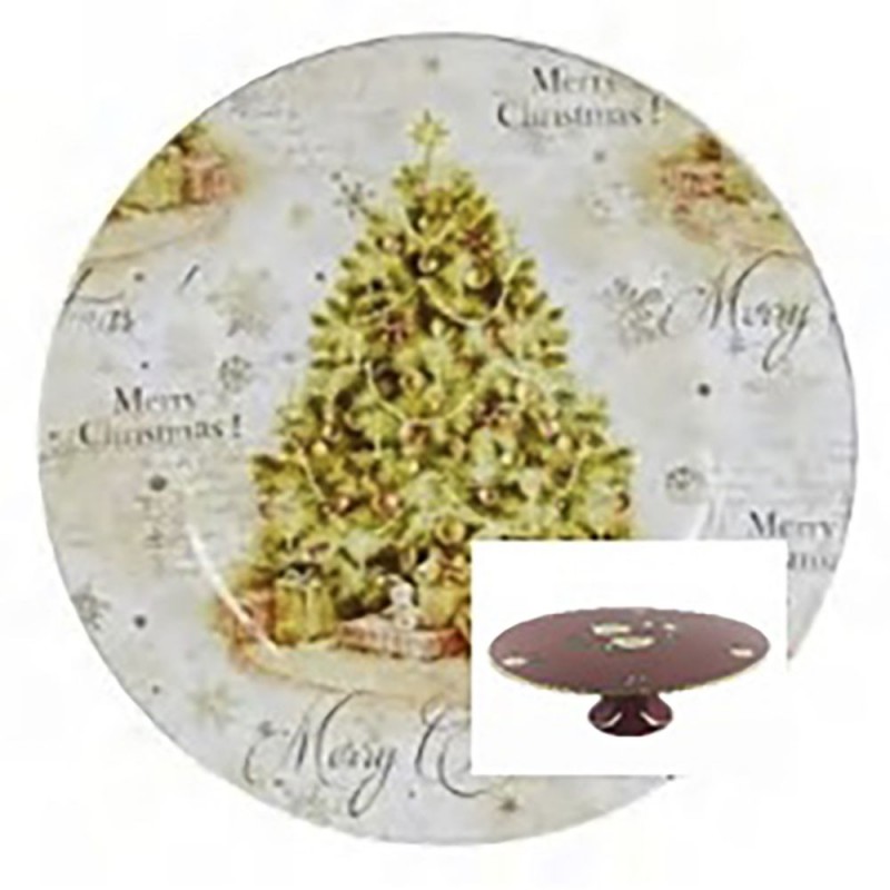 Χριστουγεννιάτικη βάση παρουσίασης Merry Christmas με σχέδιο στολισμένο δέντρο 29x10 εκ