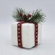 Χριστουγεννιάτικο στολίδι με σχήμα δώρου σε λευκό χρώμα σετ τεσσάρων τεμαχίων 8x8x10 εκ