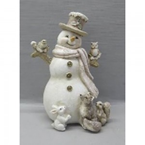 Χριστουγεννιάτικος διακοσμητικός χιονάνθρωπος απο πολυρεζίνη σε λευκό χρώμα 12x9x16 εκ