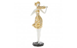 Διακοσμητική φιγούρα κοπέλα με βιολί απο πολυρεζίνη σε χρυσό χρώμα 13x10x25 εκ